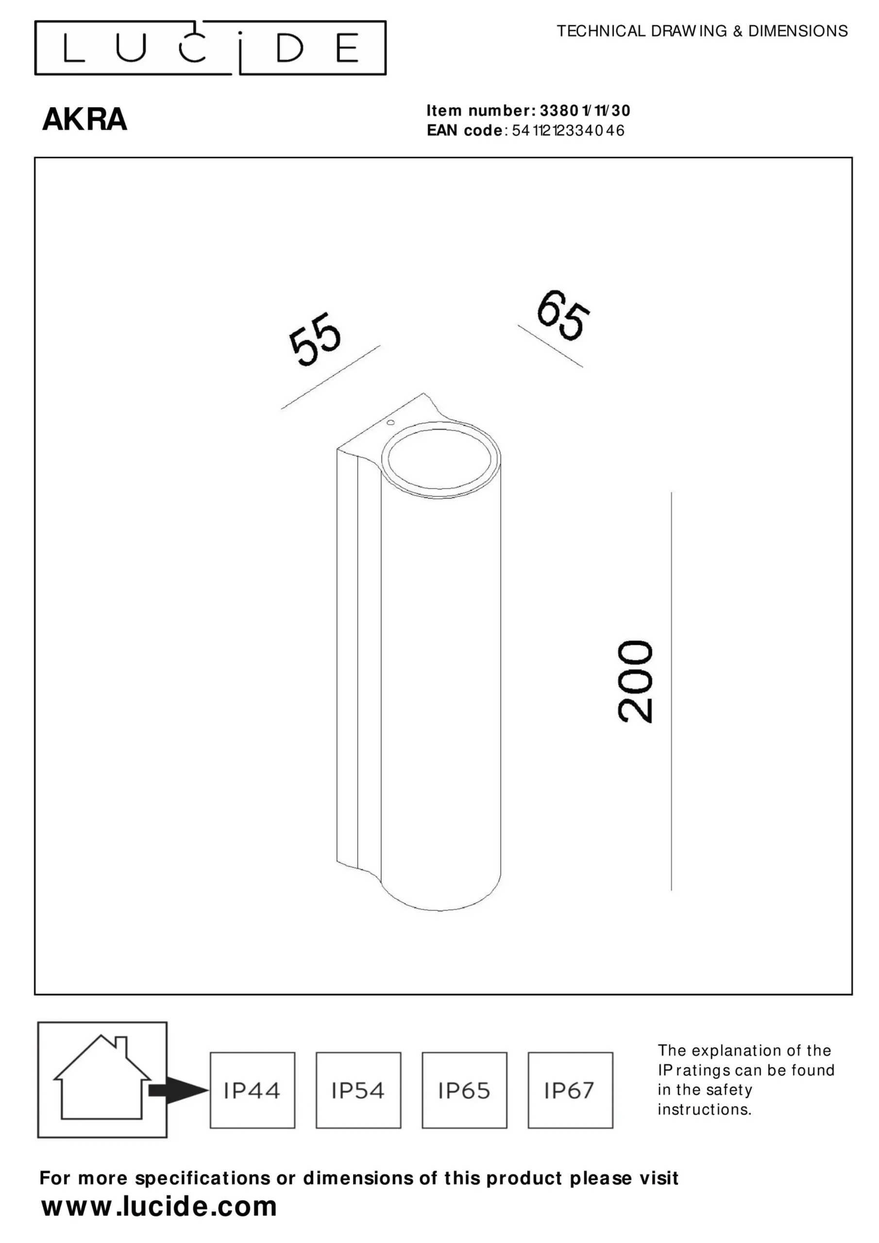 AKRA - Wandlamp Binnen/Buiten - LED - 2x6,5W 2700K - IP54 - Zwart*Lucide Cheap