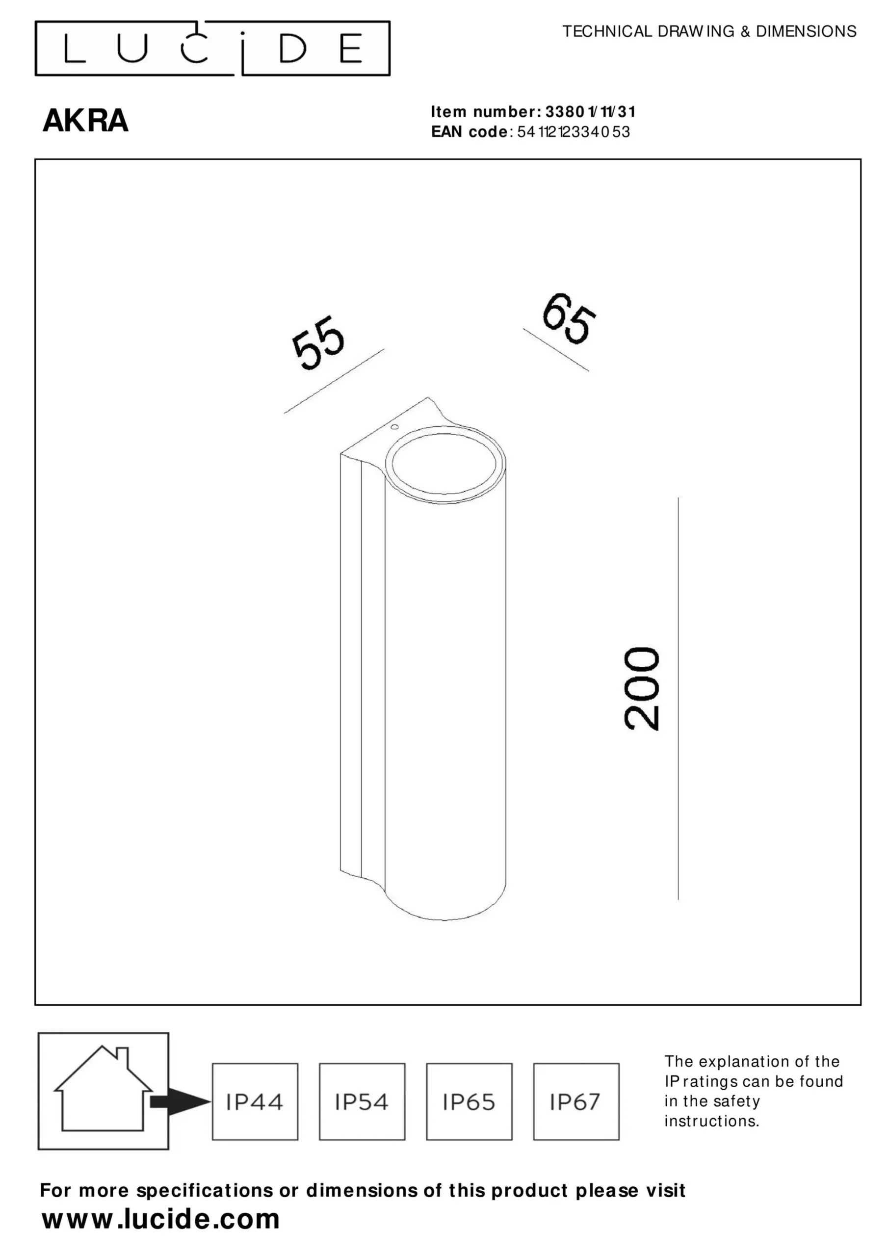 AKRA - Wandlamp Binnen/Buiten - LED - 2x6,5W 2700K - IP54 - Wit*Lucide Sale