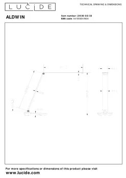 ALDWIN - Bureaulamp - LED Dimb. - CCT - 1x8W 2800K/6500K - Zwart*Lucide Best