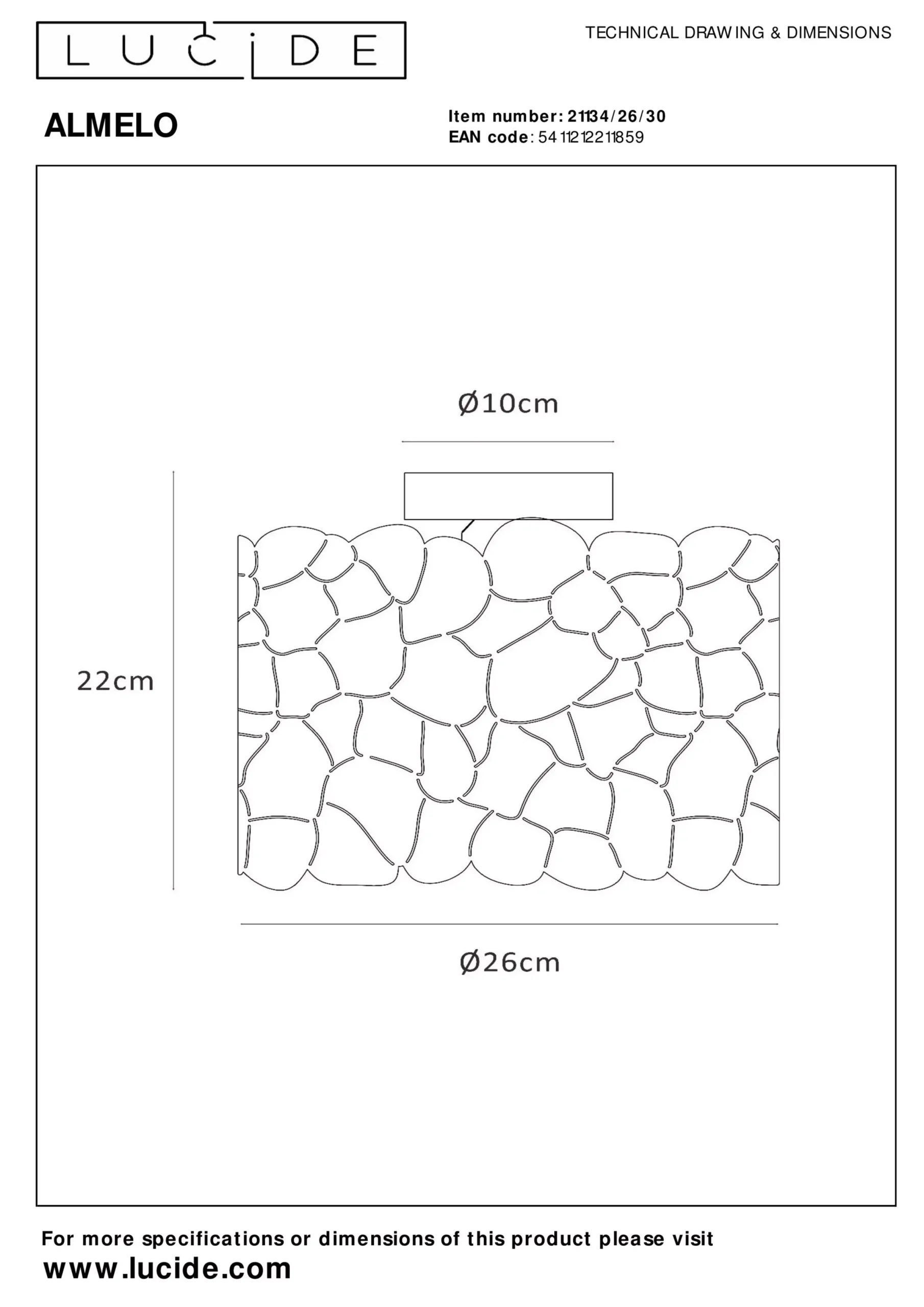 ALMELO - Plafonnière - Ø 25,5 cm - 1xE27 - Zwart*Lucide Discount