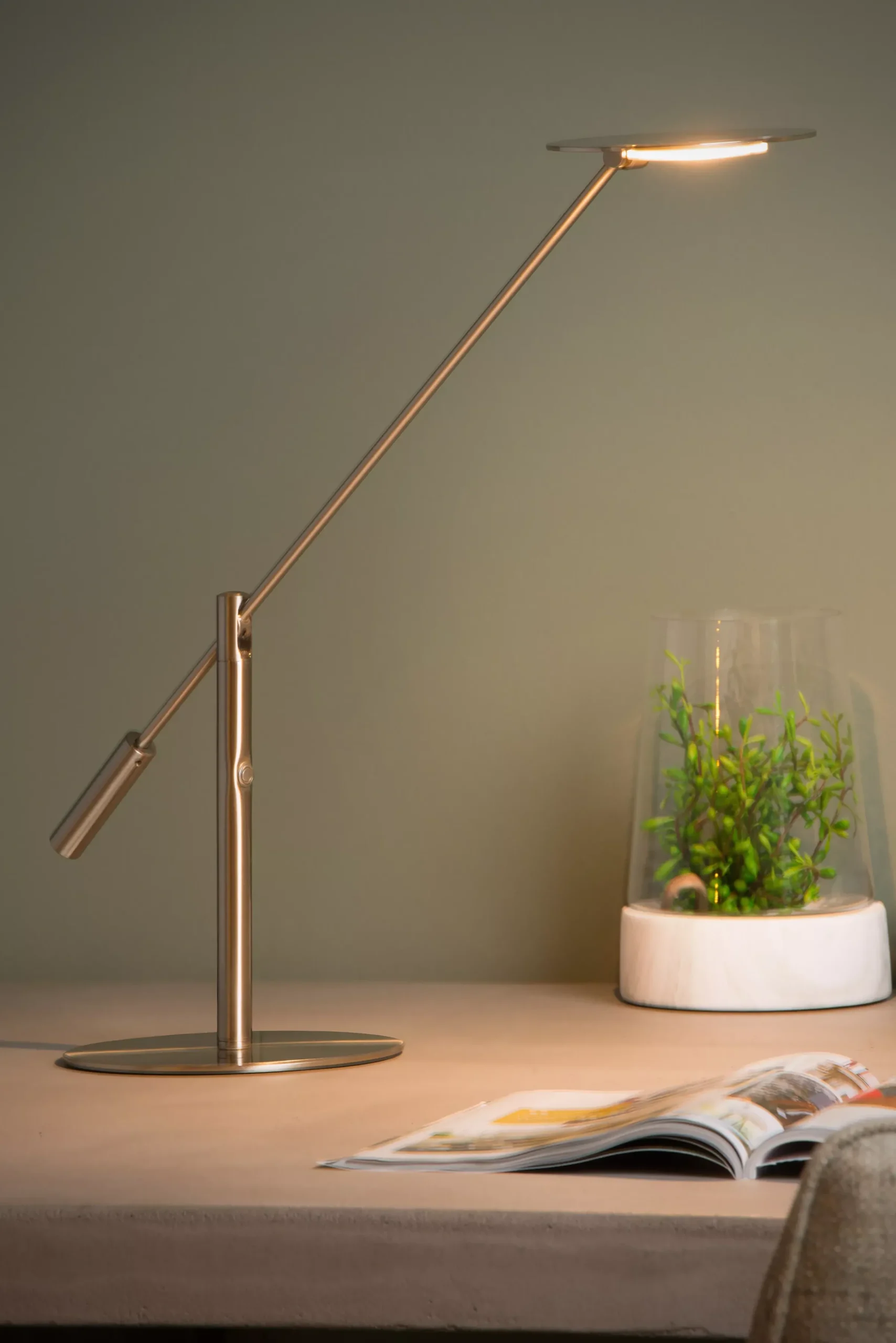 ANSELMO - Bureaulamp - LED Dimb. - 1x9W 3000K - Mat chroom*Lucide Outlet