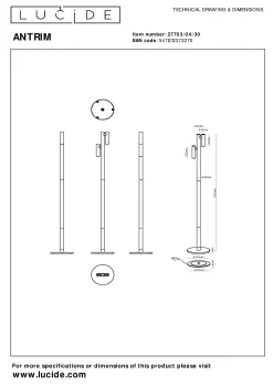 ANTRIM - Oplaadbare Leeslamp Binnen/Buiten - Accu/Batterij - LED Dimb. - 2x2,2W 2700K - IP54 - Met draadloos oplaadstation - Zwart*Lucide Sale