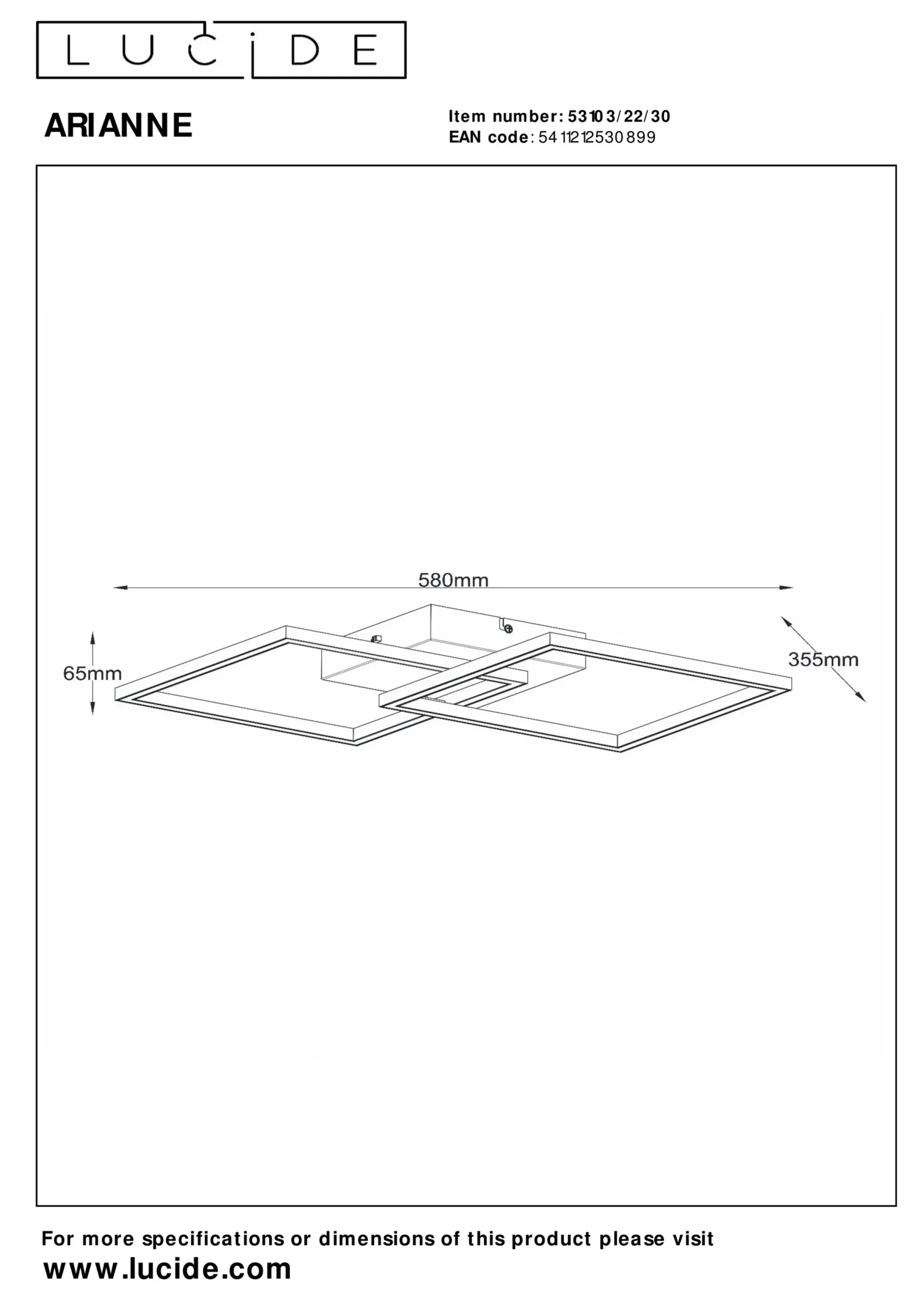 ARIANNE - Plafonnière - LED - CCT - 1x23W 2700K/4000K - Zwart*Lucide Discount