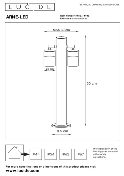 ARNE-LED - Sokkellamp - Ø 6,3 cm - LED - GU10 - 2x5W 2700K - IP44 - Mat chroom*Lucide Online