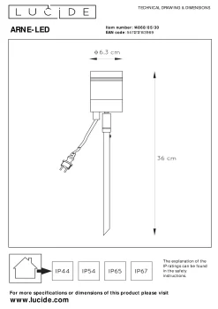ARNE-LED - Tuinspot - Ø 6,3 cm - LED - GU10 - 1x5W 2700K - IP44 - Zwart*Lucide Store