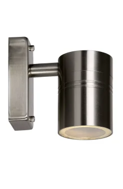 ARNE-LED - Wandspot / Wandlamp Binnen/Buiten - Ø 6,3 cm - LED - GU10 - 1x5W 2700K - IP44 - Mat chroom*Lucide Flash Sale