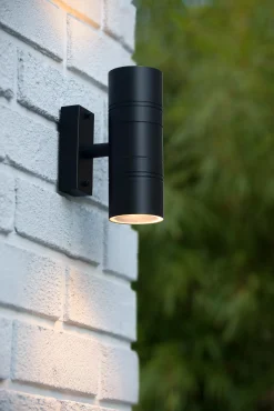 ARNE-LED - Wandspot / Wandlamp Binnen/Buiten - Ø 6,3 cm - LED - GU10 - 2x5W 2700K - IP44 - Zwart*Lucide Clearance