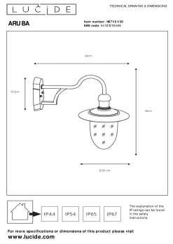ARUBA - Wandlamp Binnen/Buiten - Ø 25 cm - 1xE27 - IP44 - Zwart*Lucide Cheap