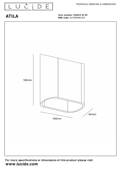 ATILA - Wandlamp Binnen/Buiten - LED Dimb. - 2x5W 2700K - IP65 - Zwart*Lucide Cheap