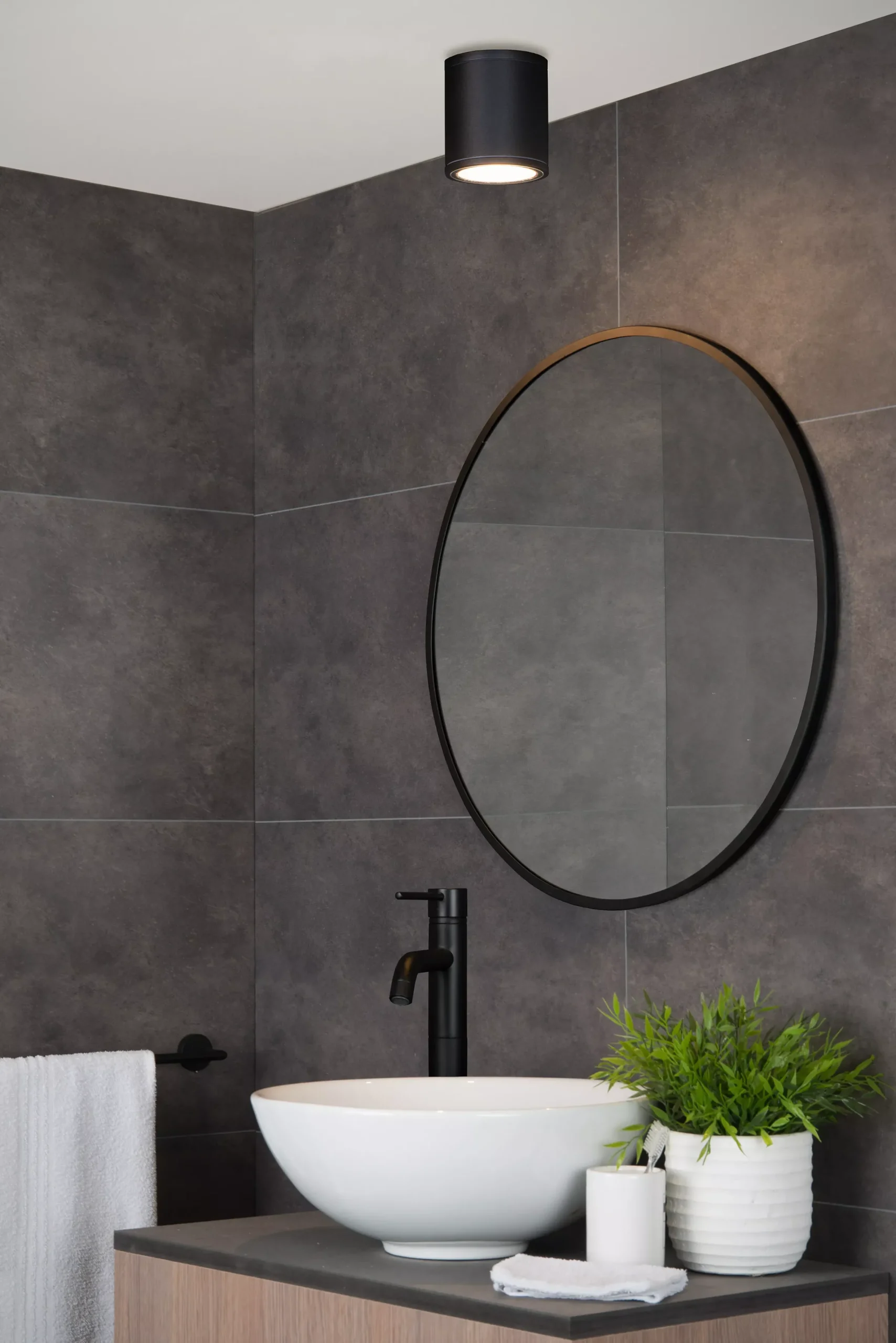 AVEN - Plafondspot Badkamer - Ø 9 cm - 1xGU10 - IP65 - Zwart*Lucide Best Sale