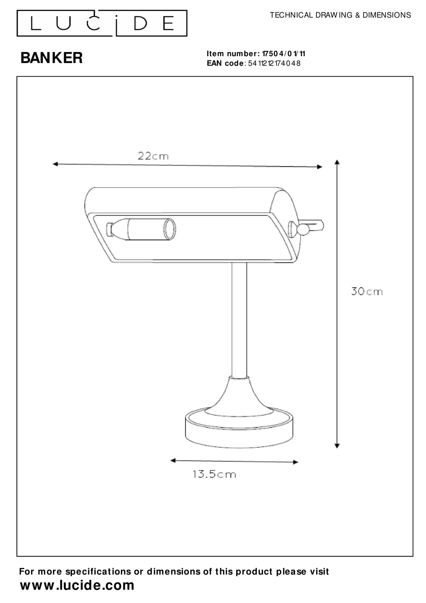 BANKER - Bureaulamp - 1xE14 - Chroom*Lucide Clearance