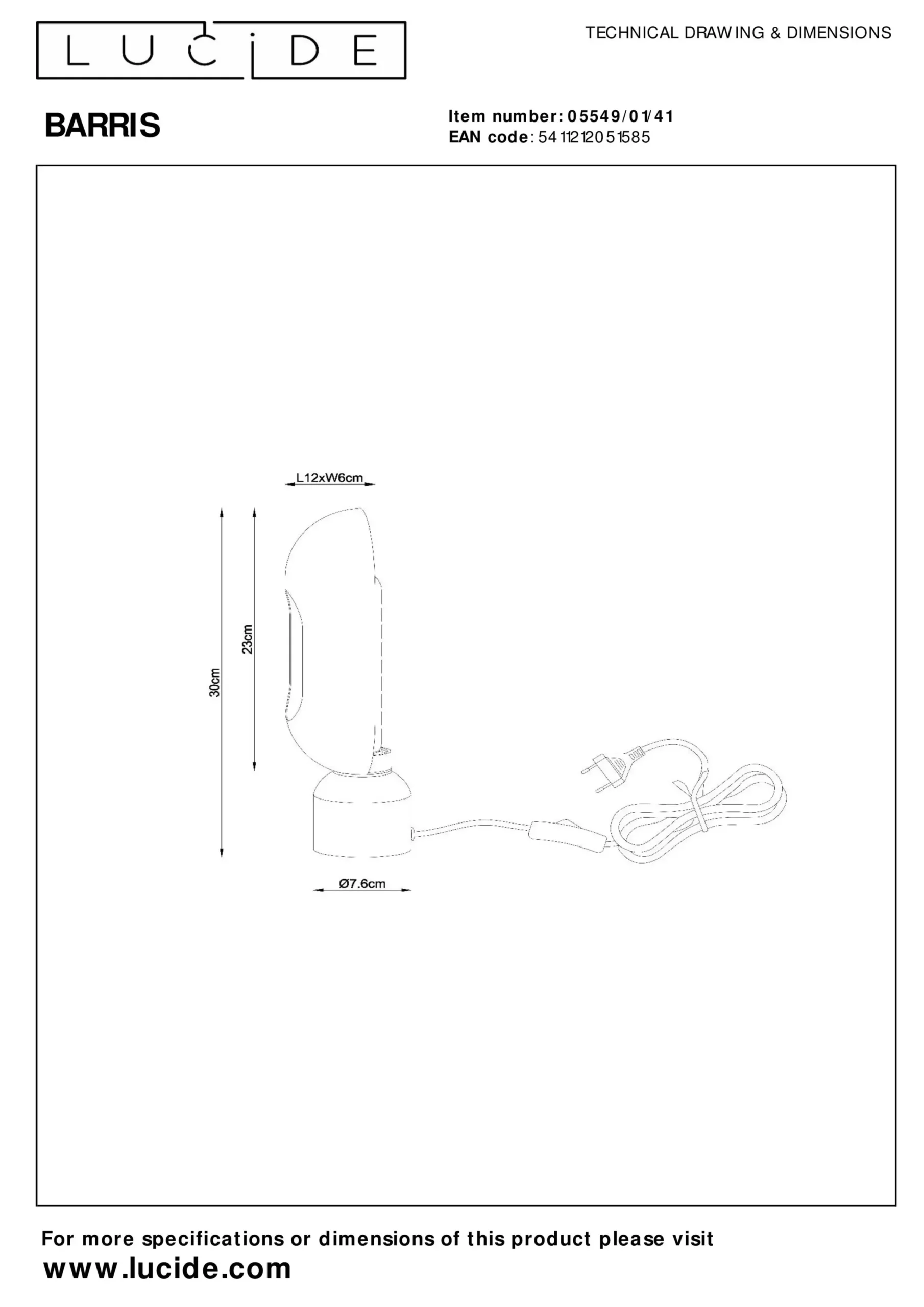 BARRIS - Tafellamp - 1xE27 - Taupe*Lucide Clearance