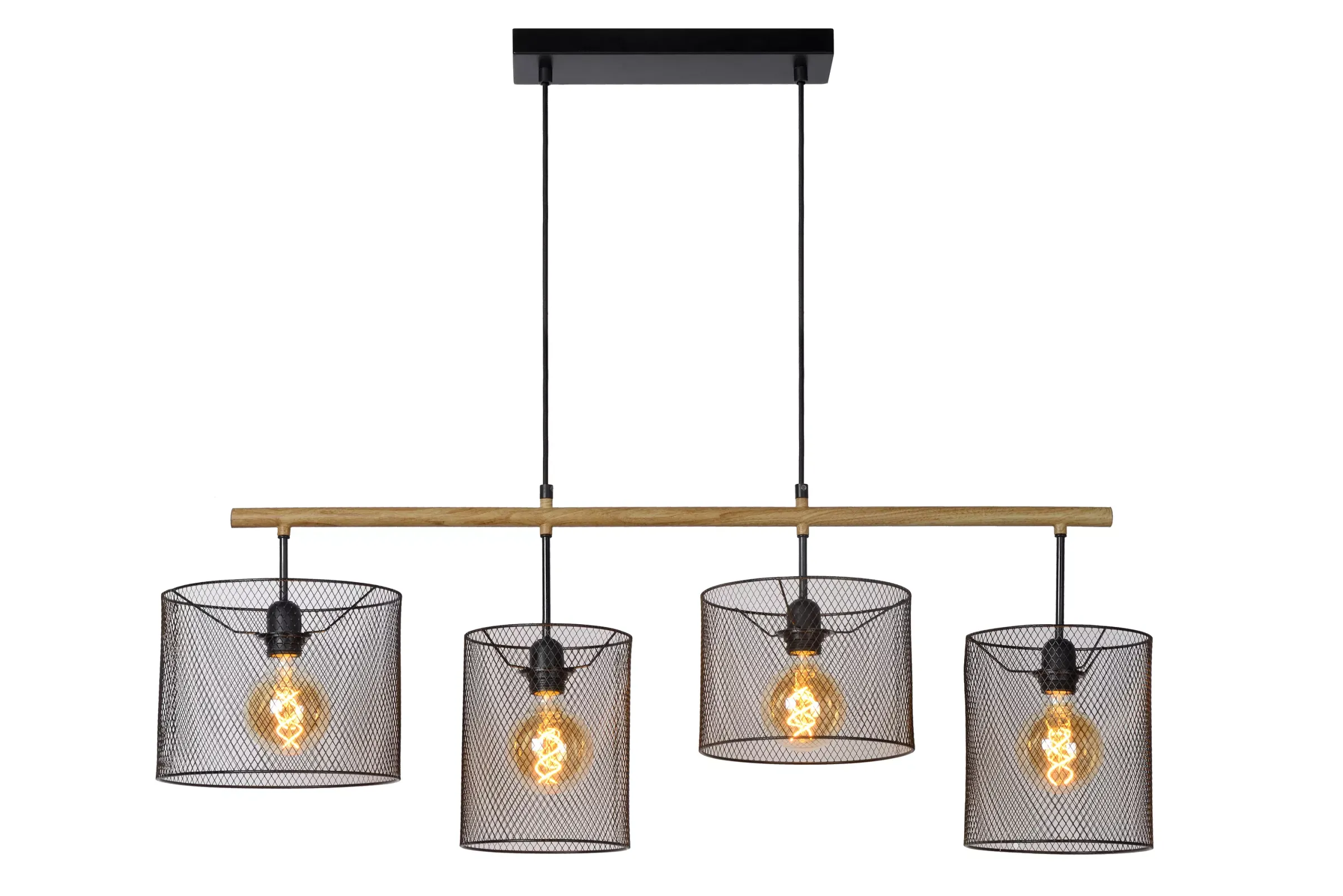 BASKETT - Hanglamp - 4xE27 - Zwart*Lucide Hot