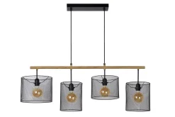 BASKETT - Hanglamp - 4xE27 - Zwart*Lucide Hot
