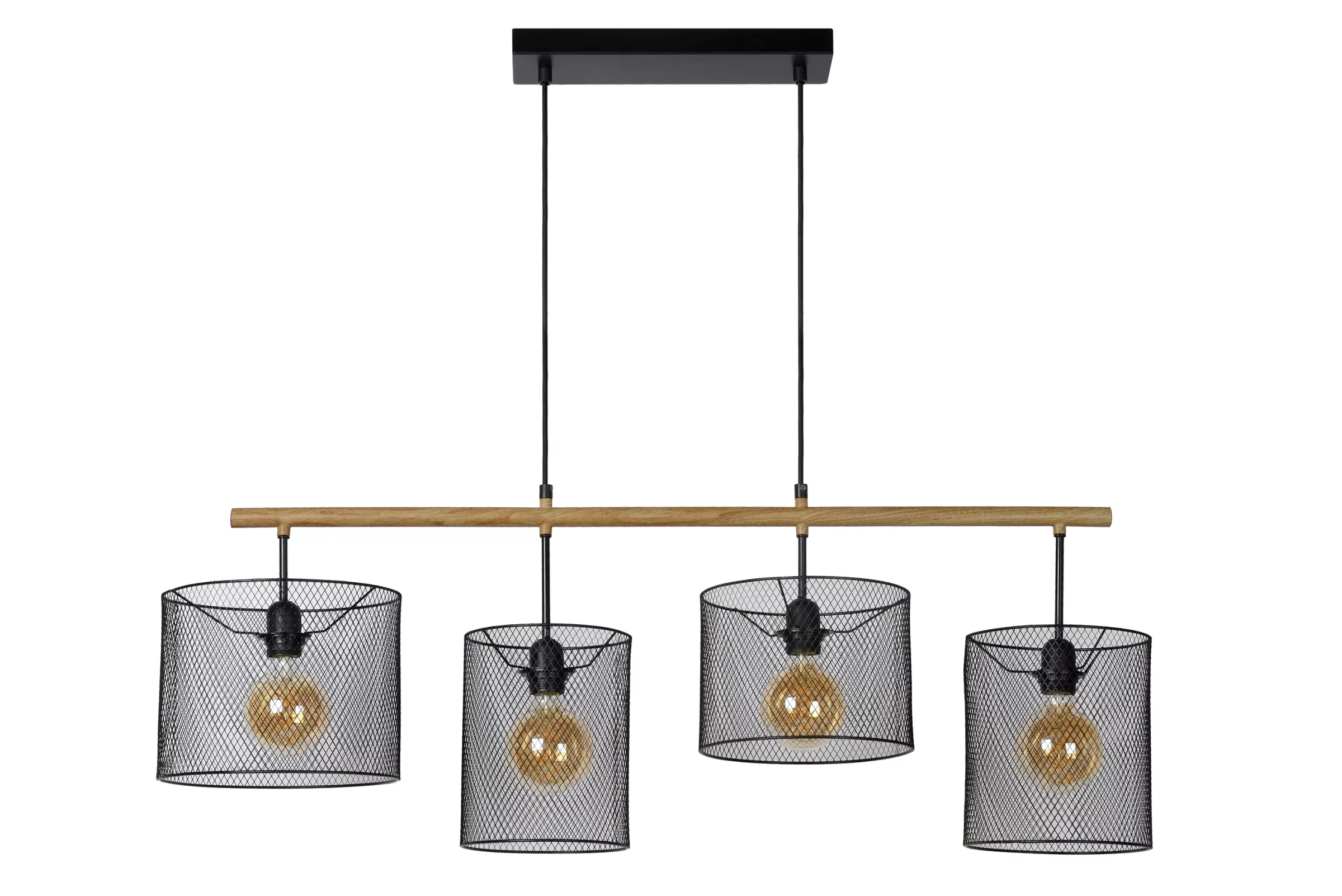 BASKETT - Hanglamp - 4xE27 - Zwart*Lucide Hot