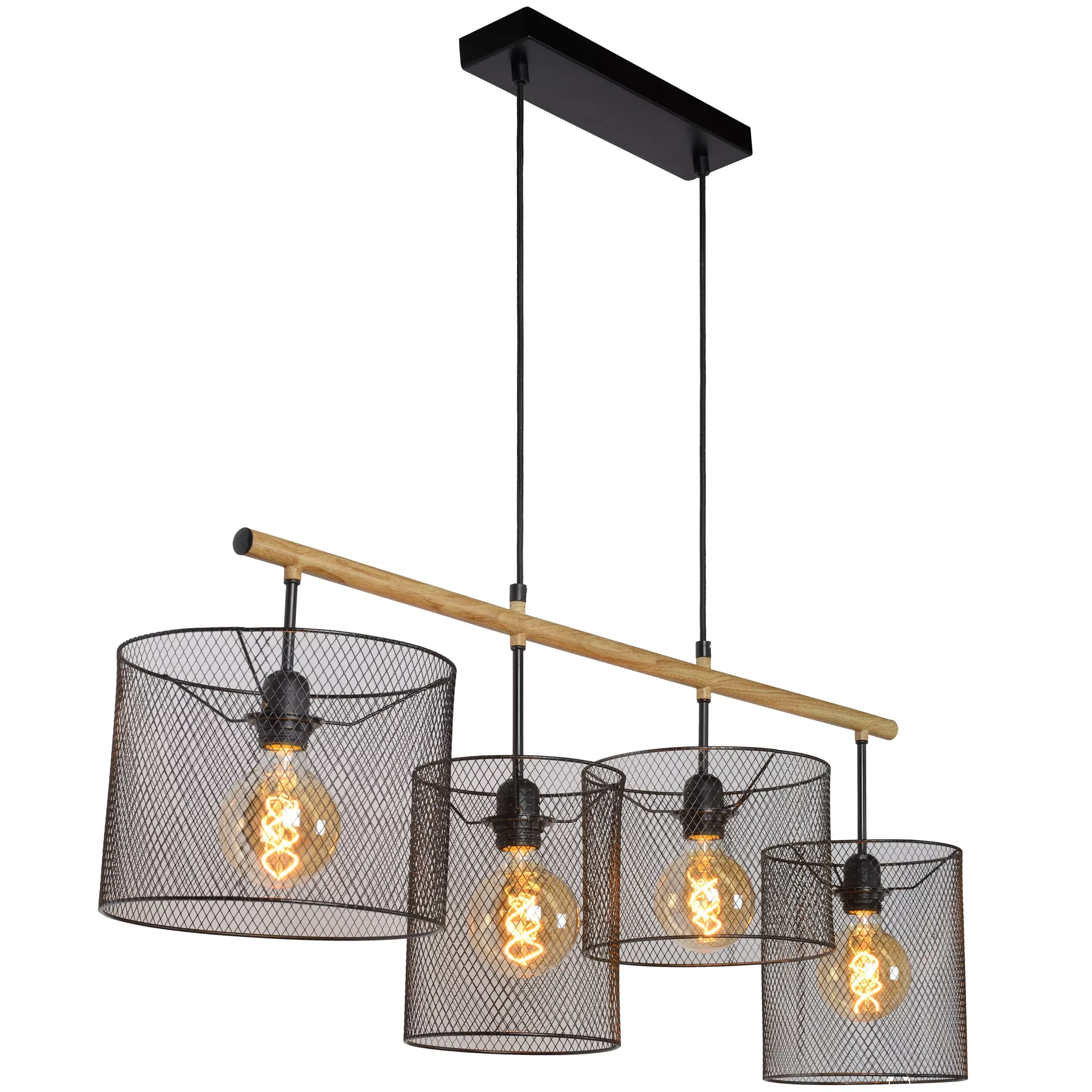 BASKETT - Hanglamp - 4xE27 - Zwart*Lucide Hot