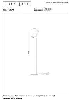 BENSEN - Vloerlamp - 1xE14 - Grijs*Lucide New