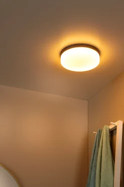 BISKIT - Plafonnière Badkamer - Ø 23 cm - LED - 1x12W 2700K - IP44 - Beweging & dag/nacht sensor - Zwart*Lucide Best