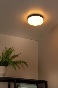 BISKIT - Plafonnière Badkamer - Ø 28 cm - LED - 1x18W 2700K - IP44 - Beweging & dag/nacht sensor - Zwart*Lucide Best