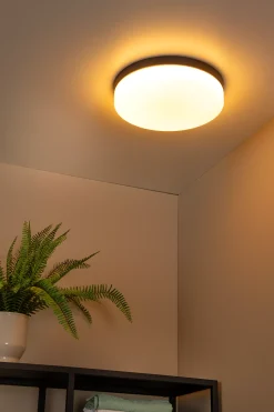 BISKIT - Plafonnière Badkamer - Ø 34,5 cm - LED - 1x24W 2700K - IP44 - Beweging & dag/nacht sensor - Zwart*Lucide New