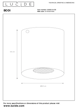 BODI - Plafondspot - Ø 8 cm - 1xGU10 - Zwart*Lucide Outlet