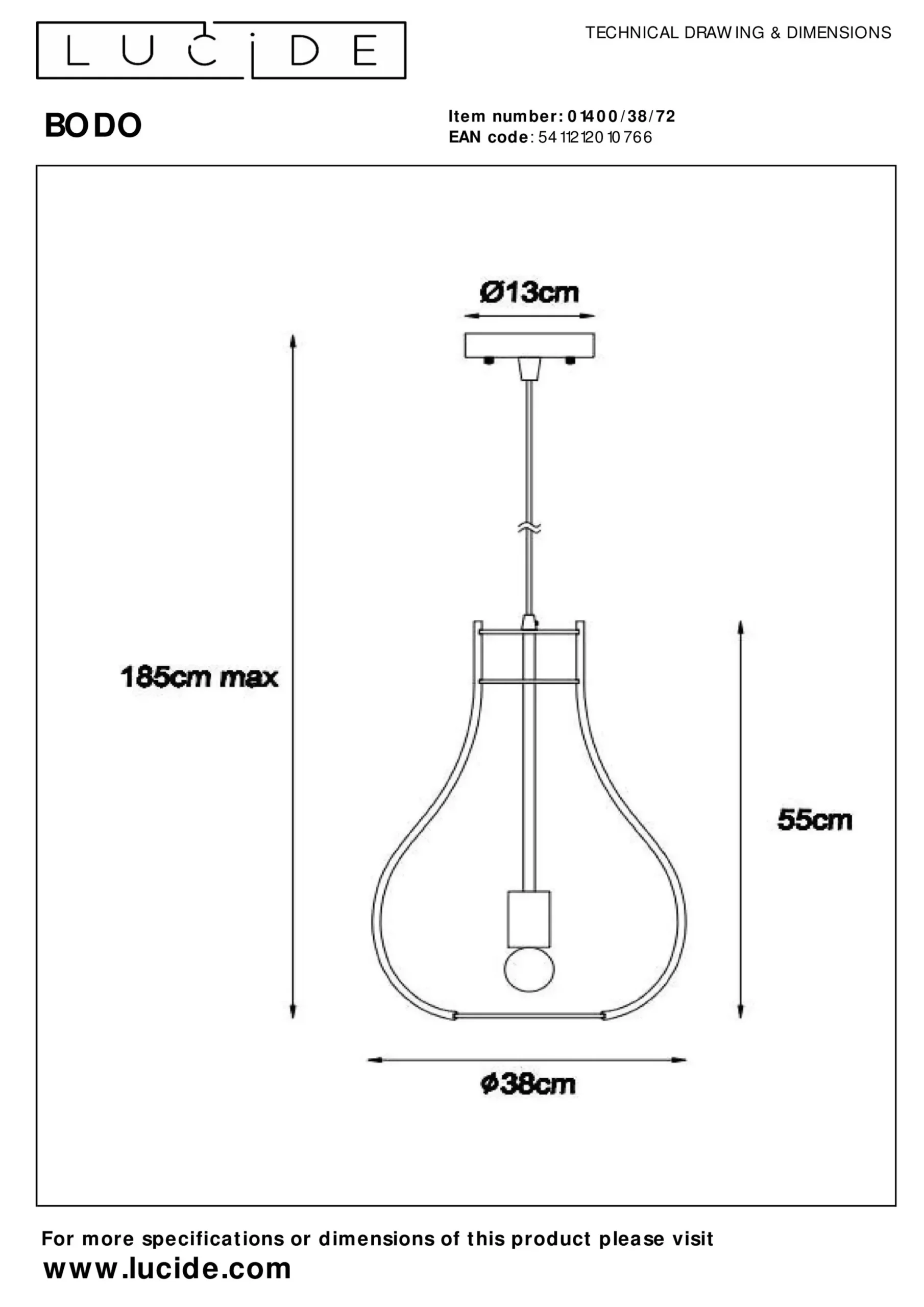 BODO - Hanglamp - Ø 38 cm - 1xE27 - Licht hout*Lucide Cheap