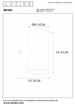 BONDI - Wandspot / Wandlamp - 2xGU10 - Wit*Lucide Sale