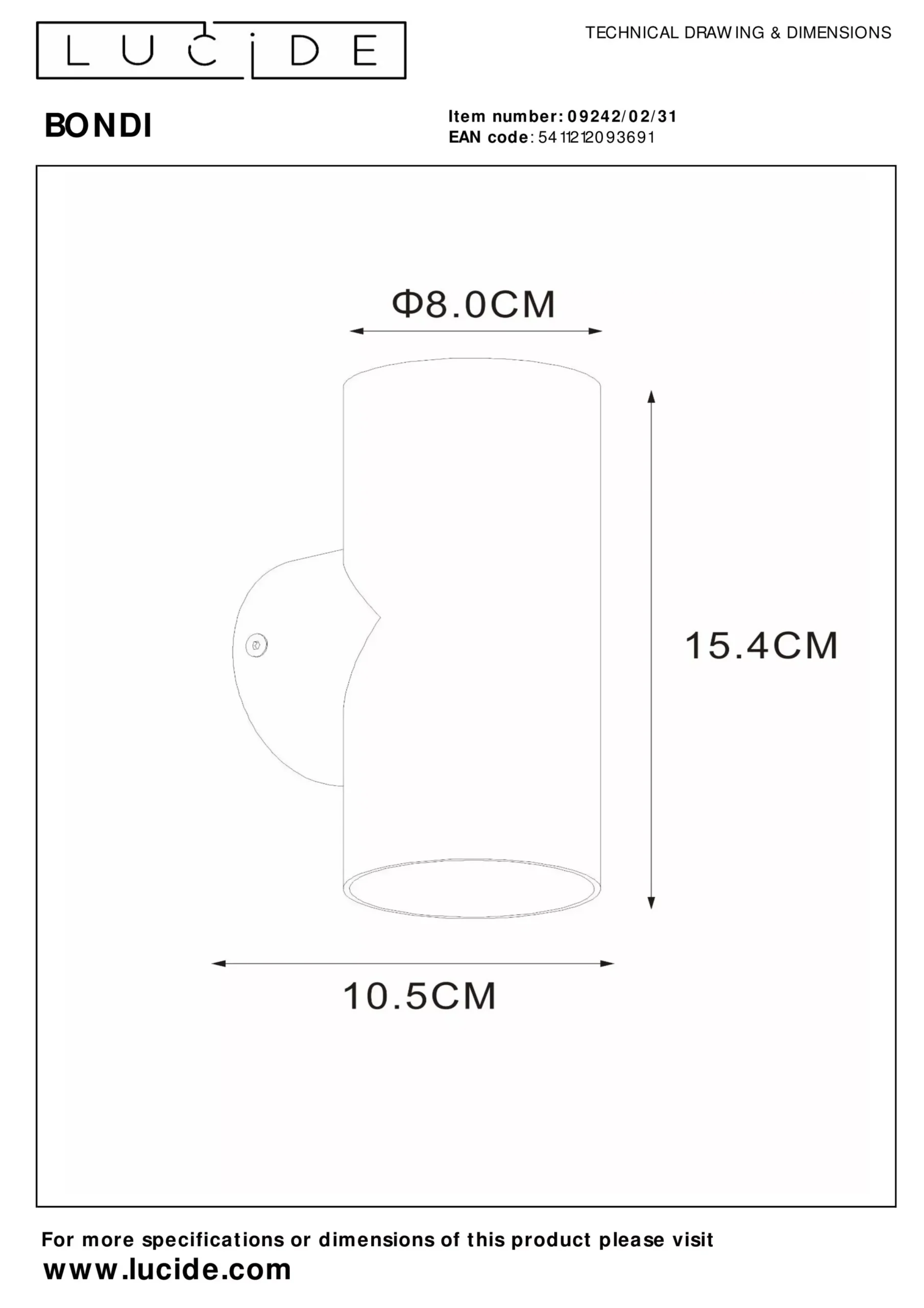 BONDI - Wandspot / Wandlamp - 2xGU10 - Wit*Lucide Sale