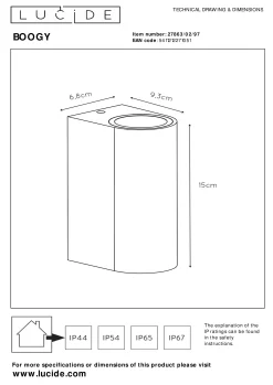 BOOGY - Wandspot / Wandlamp Binnen/Buiten - 2xGU10 - IP44 - Roest bruin*Lucide Cheap