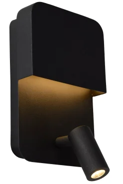 BOXER - Bedlamp / Wandlamp - LED - 3000K - Met USB oplaadpunt - Zwart*Lucide Cheap
