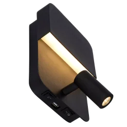 BOXER - Bedlamp / Wandlamp - LED - 3000K - Met USB oplaadpunt - Zwart*Lucide Cheap
