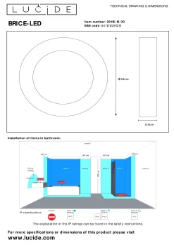 BRICE-LED - Plafonnière Badkamer - Ø 18 cm - LED Dimb. - 1x12W 3000K - IP44 - Zwart*Lucide Best