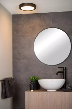BRICE-LED - Plafonnière Badkamer - Ø 24 cm - LED Dimb. - 1x15W 3000K - IP44 - Zwart*Lucide Cheap