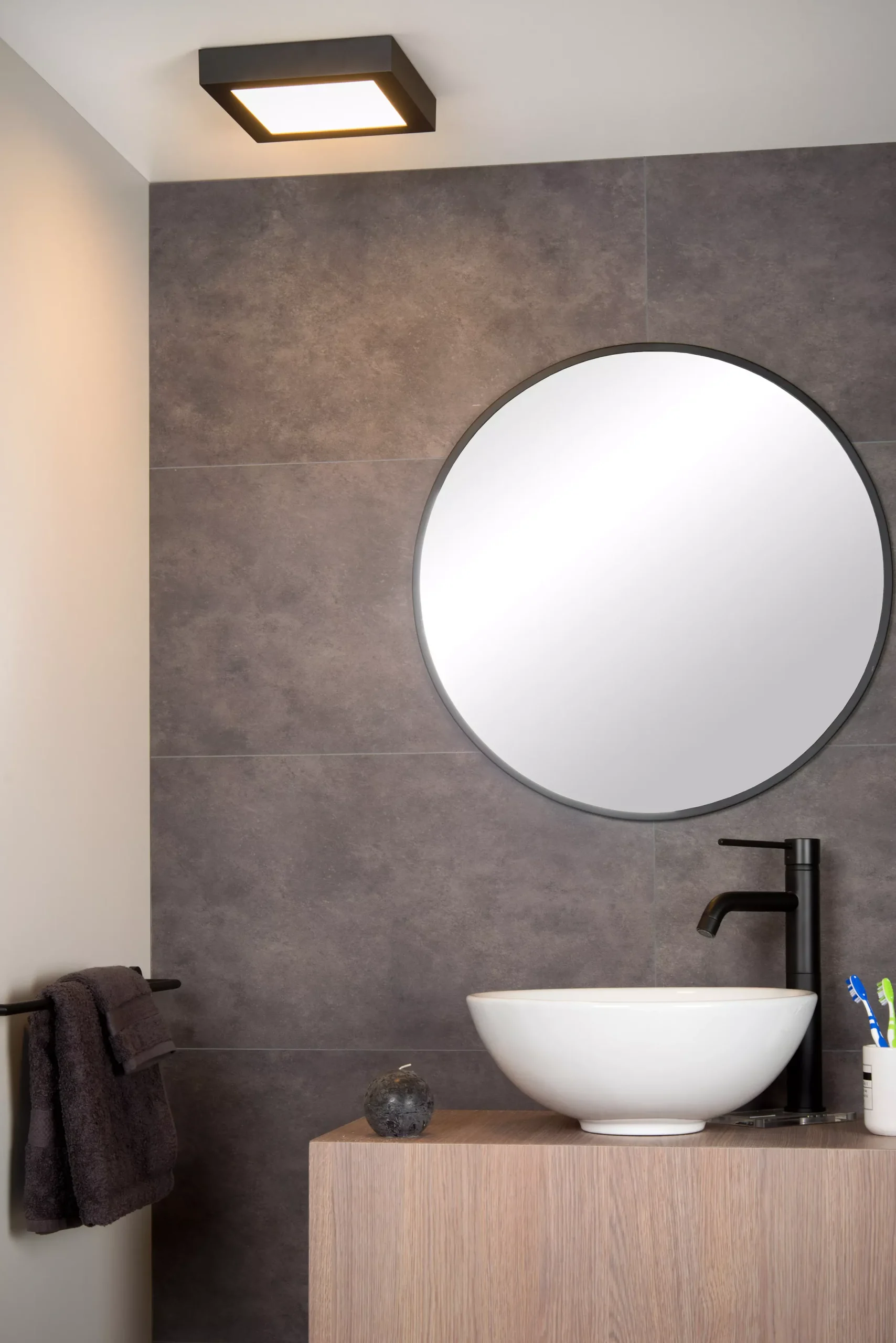 BRICE-LED - Plafonnière Badkamer - LED Dimb. - 1x22W 3000K - IP44 - Zwart*Lucide Flash Sale