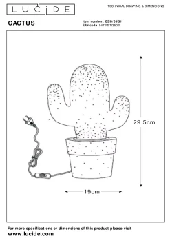 CACTUS - Tafellamp - 1xE14 - Wit*Lucide Store