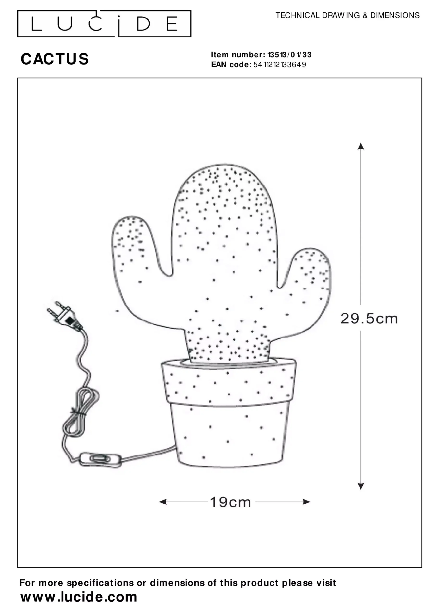 CACTUS - Tafellamp - 1xE14 - Groen*Lucide Discount