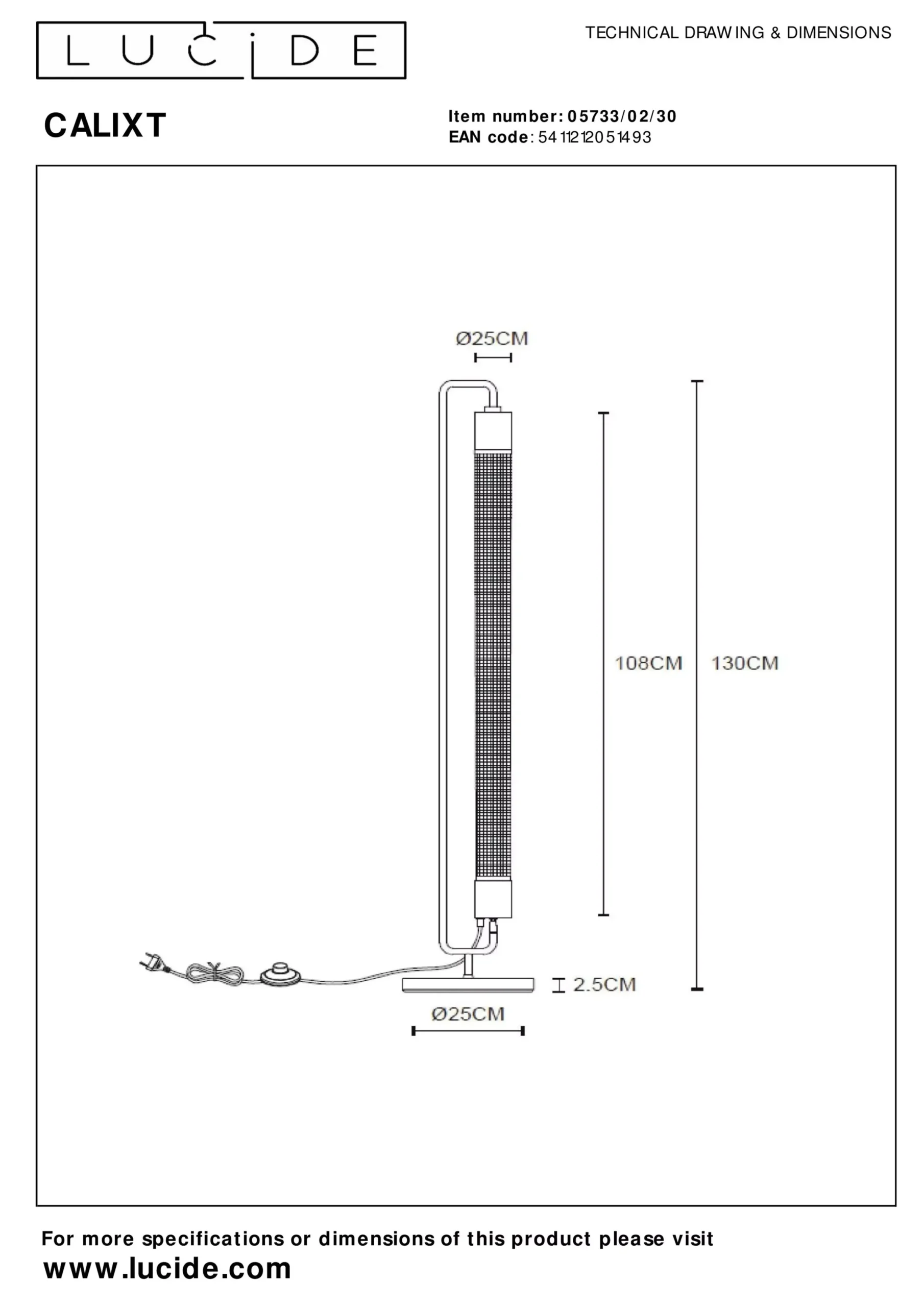 CALIXT - Vloerlamp - 2xE27 - Zwart*Lucide Store