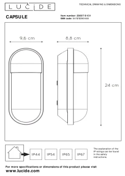 CAPSULE - Wandlamp Binnen/Buiten - 1xE27 - IP54 - Wit*Lucide Flash Sale