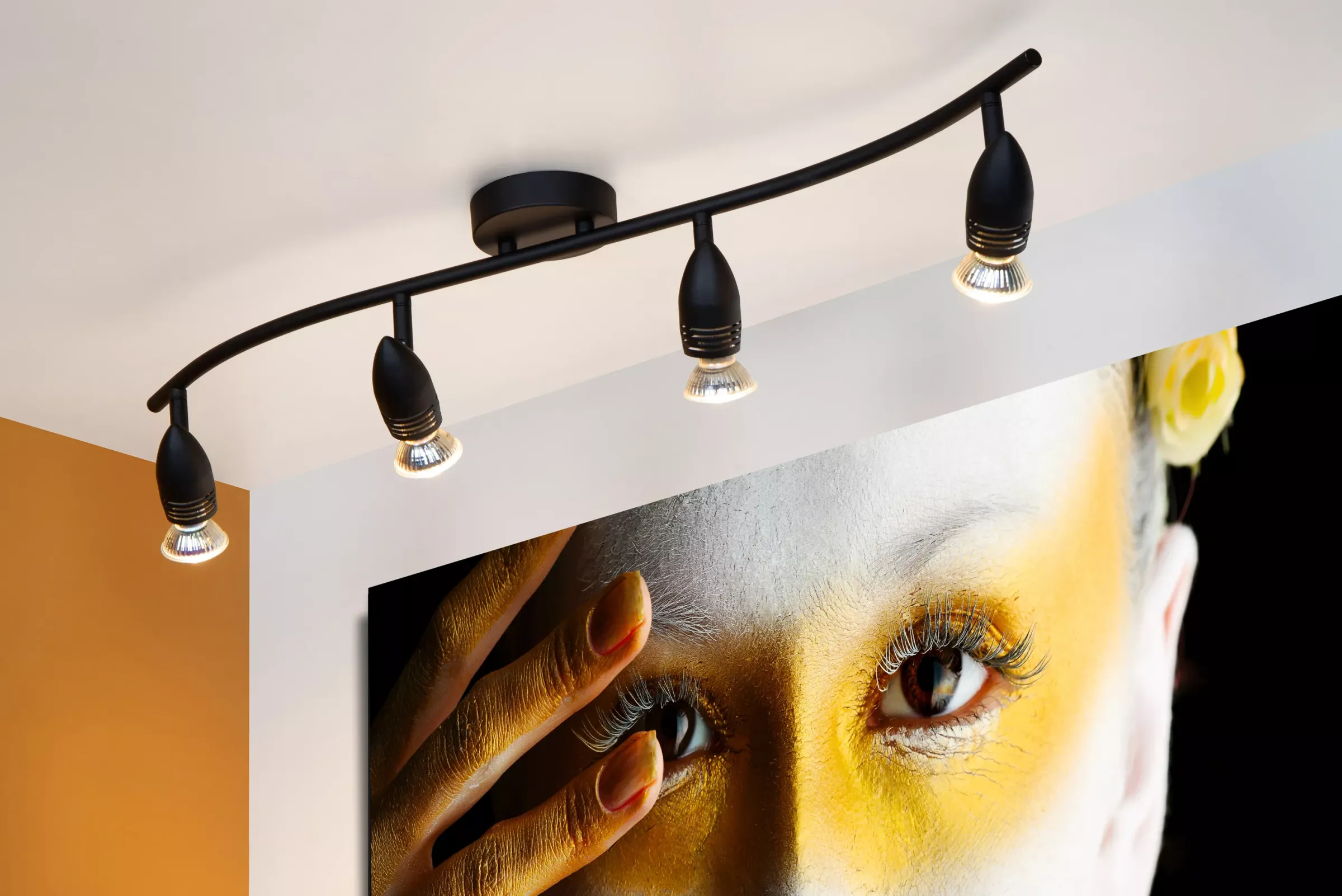 CARO - Plafondspot - 4xGU10 - Zwart*Lucide Discount