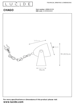 CHAGO - Tafellamp - 1xE14 - Wit*Lucide Shop