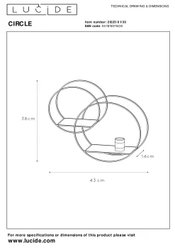 CIRCLE - Wandlamp - 1xE27 - Zwart*Lucide Cheap
