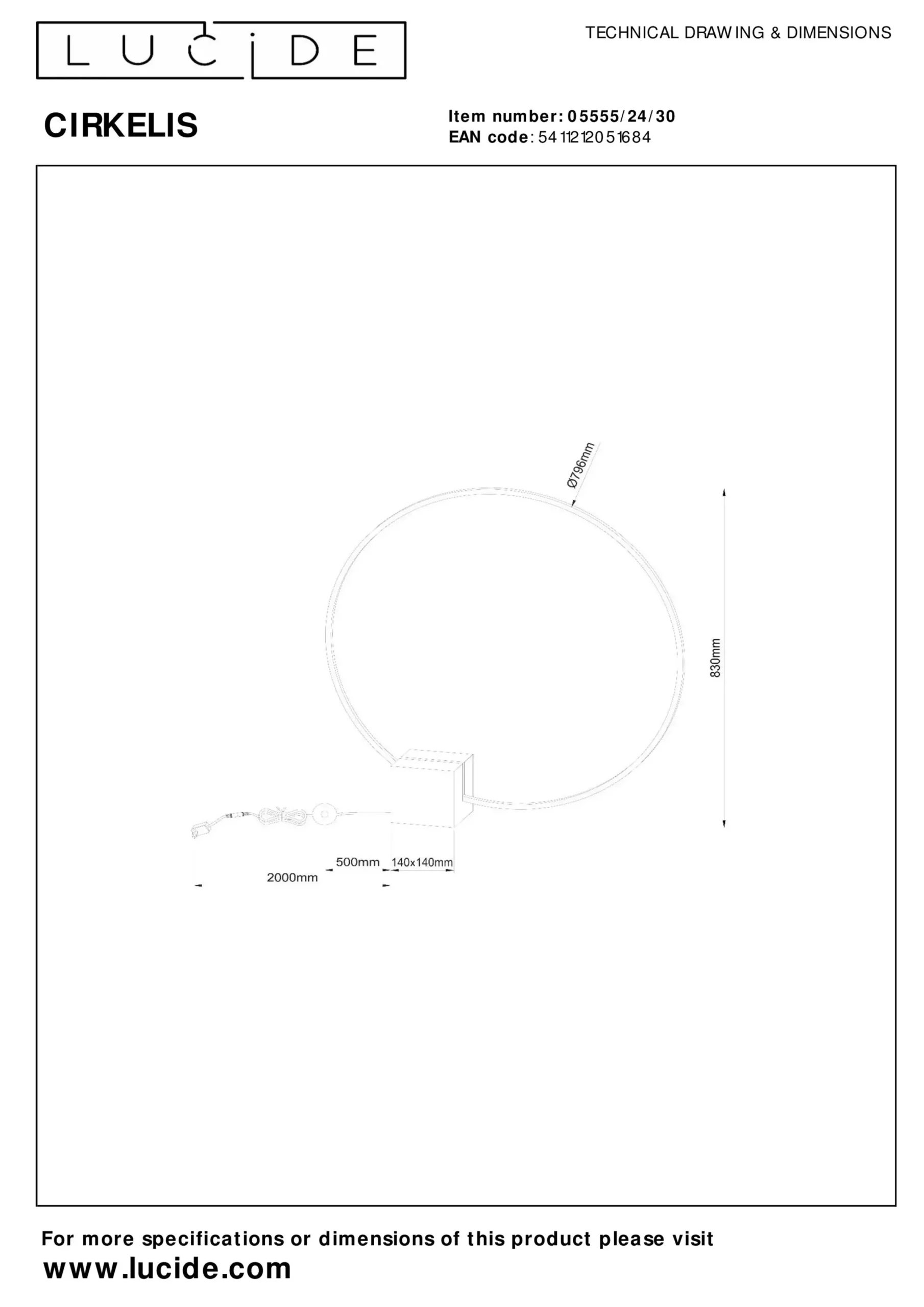 CIRKELIS - Tafellamp - Ø 83 cm - LED Dimb. - 1x24W 3000K - Zwart*Lucide Cheap
