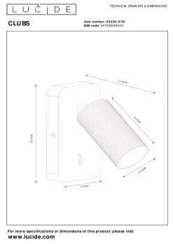 CLUBS - Bedlamp / Wandlamp - 1xGU10 - Zwart*Lucide Cheap