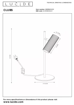 CLUBS - Tafellamp - 1xGU10 - Wit*Lucide Sale