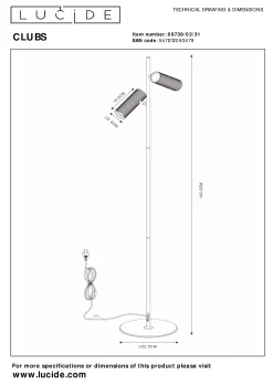 CLUBS - Vloerlamp - 2xGU10 - Wit*Lucide Cheap
