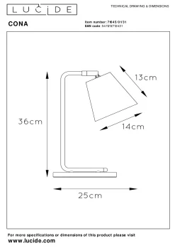 CONA - Tafellamp - 1xE14 - Wit*Lucide Discount
