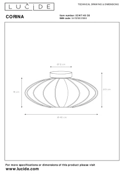 CORINA - Plafonnière - Ø 40 cm - 1xE27 - Beige*Lucide Sale