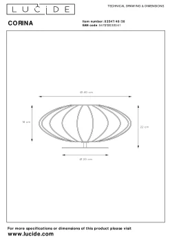 CORINA - Tafellamp - Ø 40 cm - 1xE27 - Zwart*Lucide Store