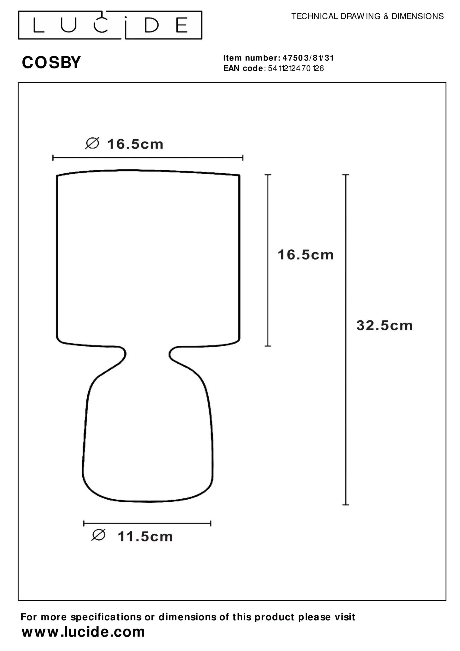 COSBY - Tafellamp - Ø 16,5 cm - 1xE14 - Wit*Lucide Cheap