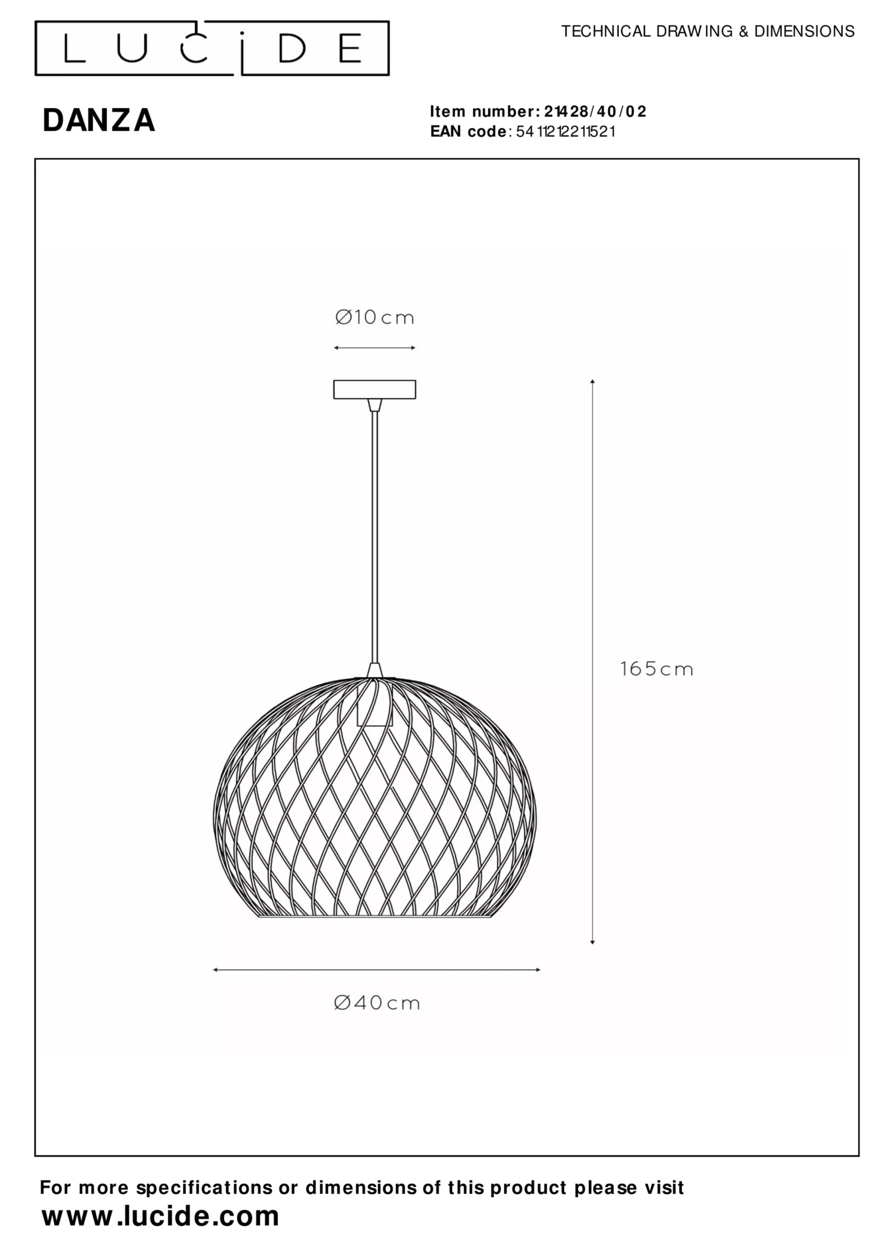 DANZA - Hanglamp - Ø 40 cm - 1xE27 - Mat Goud / Messing*Lucide Hot